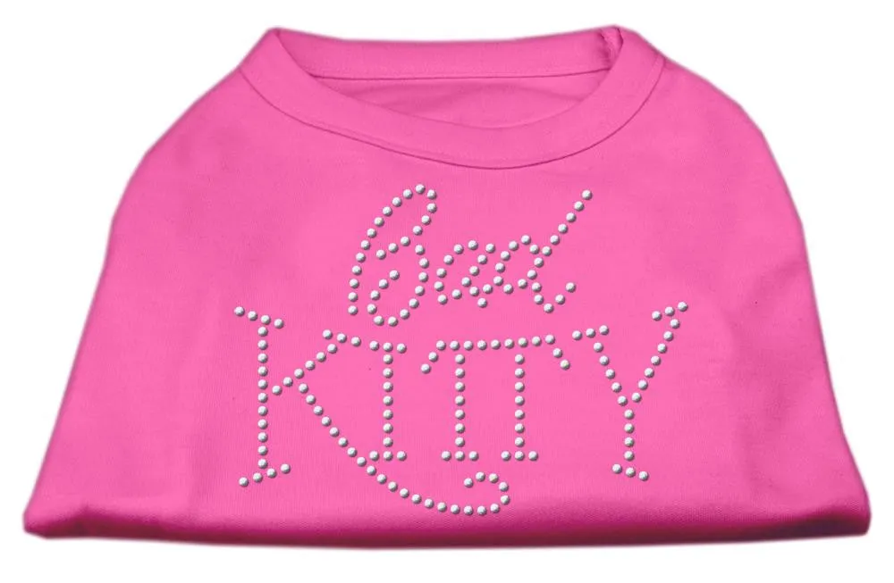 Bad Kitty Rhinestud Shirt Bright Pink L (14)