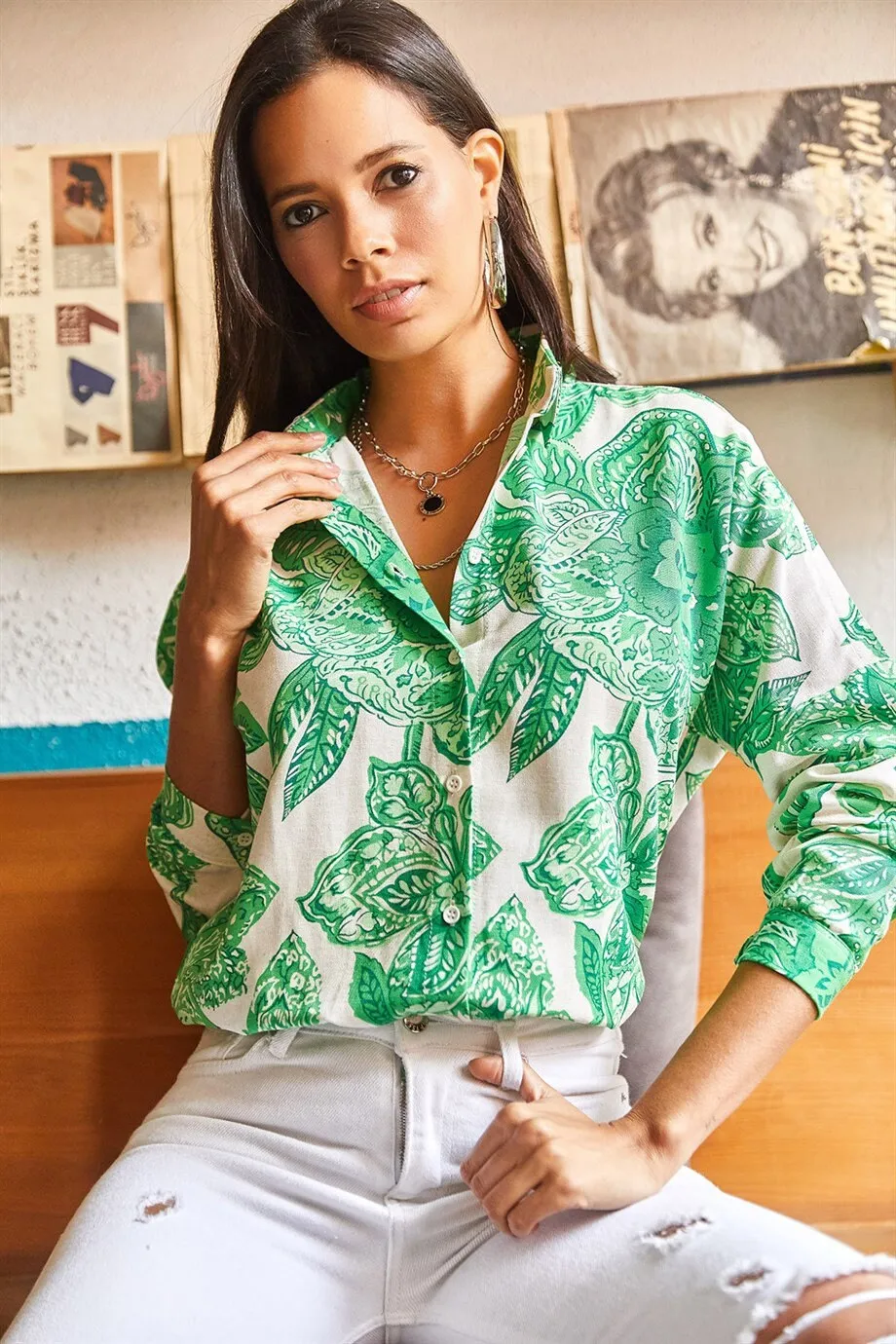 Blue Big Floral Designer Shirt