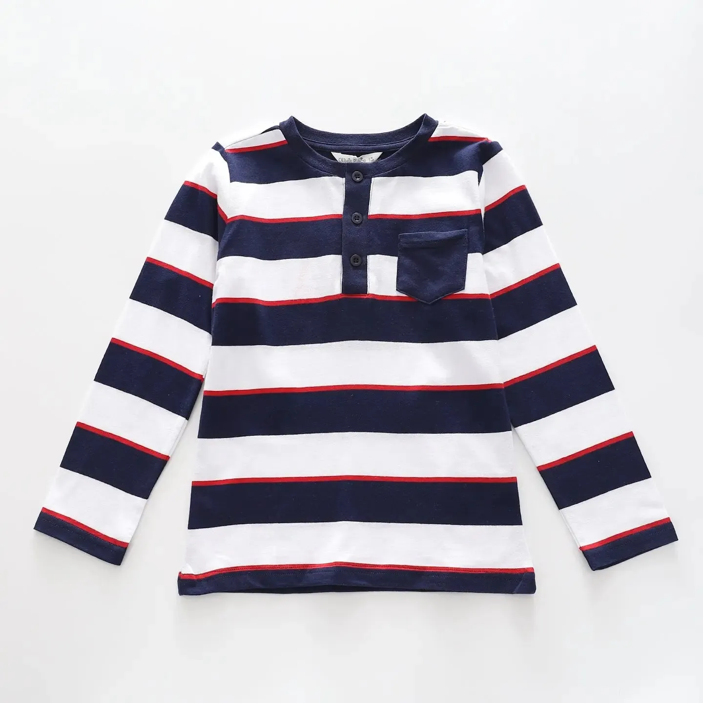 Boys' Blue Stripe Henley Top
