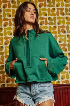Bucket List Women's Green Crop Sweatshirt