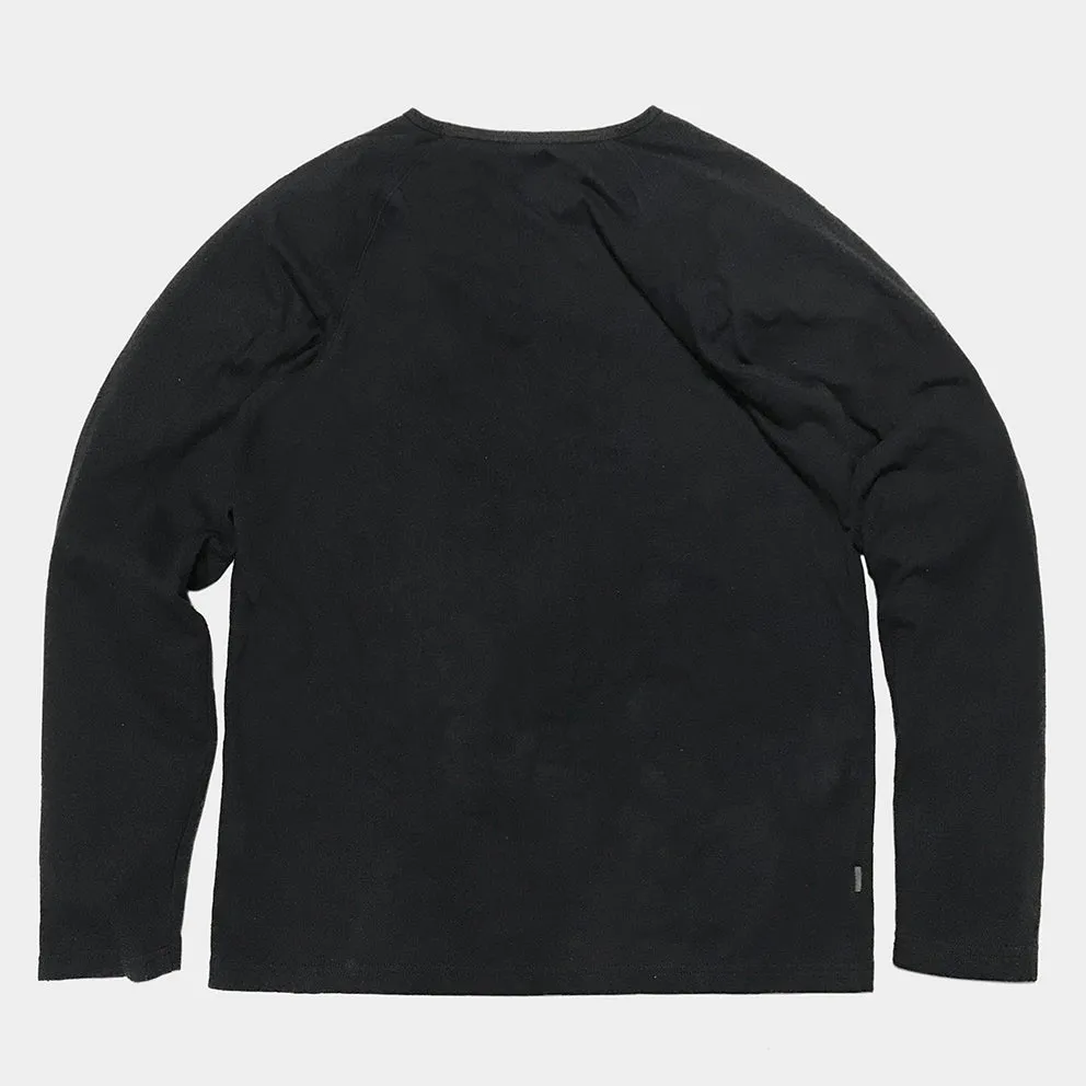 BZEN M.3089-EARL 1 REGULAR FIT LONG SLEEVE 1 BUTTON HENLEY JERSEY-180GSM-E0 BLACK