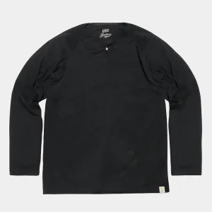 BZEN M.3089-EARL 1 REGULAR FIT LONG SLEEVE 1 BUTTON HENLEY JERSEY-180GSM-E0 BLACK