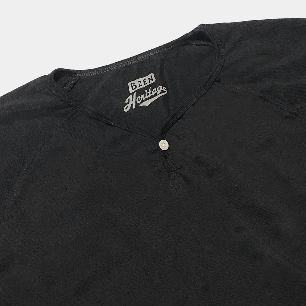 BZEN M.3089-EARL 1 REGULAR FIT LONG SLEEVE 1 BUTTON HENLEY JERSEY-180GSM-E0 BLACK