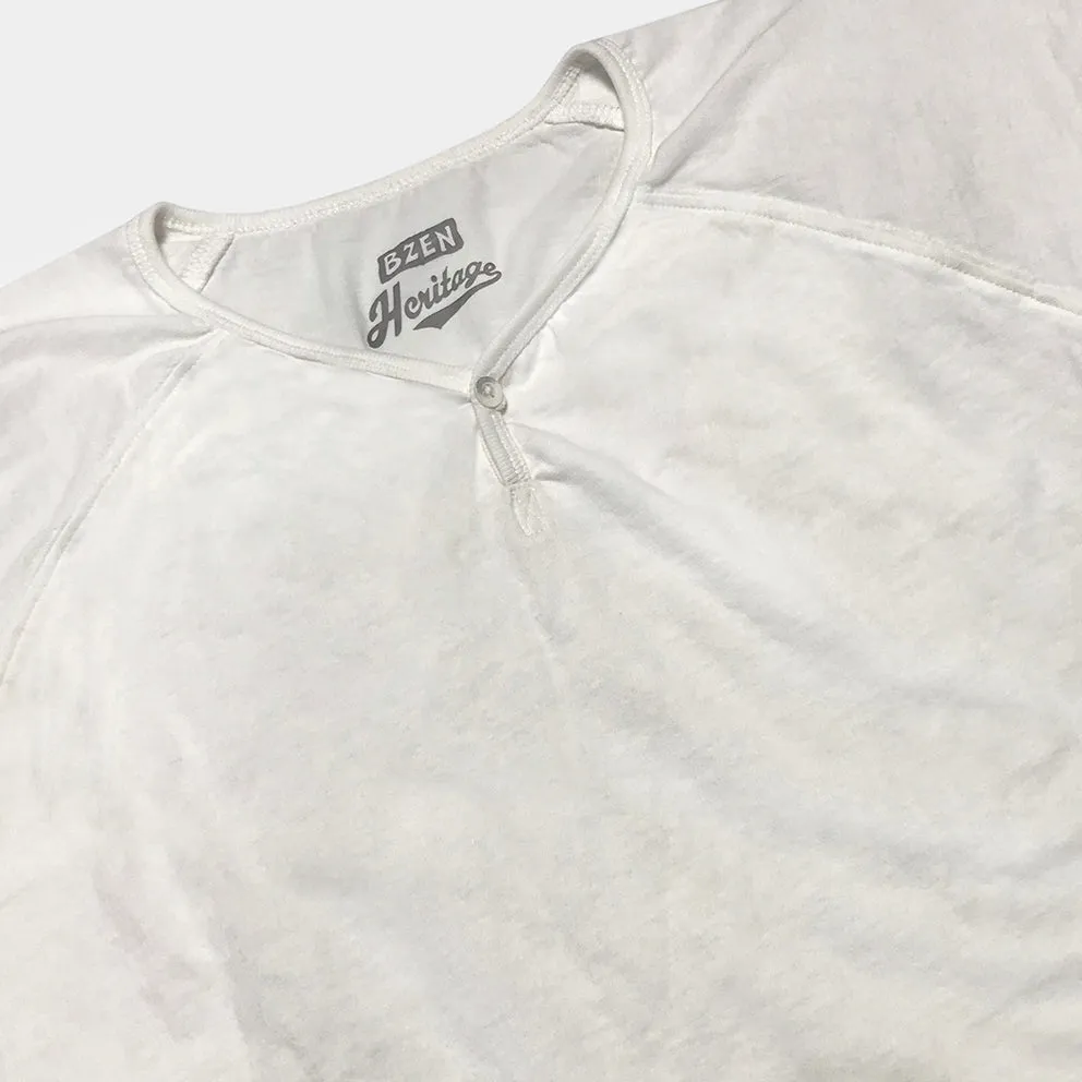 BZEN M.3089-EARL 1 REGULAR FIT LONG SLEEVE 1 BUTTON HENLEY JERSEY-180GSM-E0 WHITE