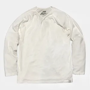 BZEN M.3089-EARL 1 REGULAR FIT LONG SLEEVE 1 BUTTON HENLEY JERSEY-180GSM-E0 WHITE