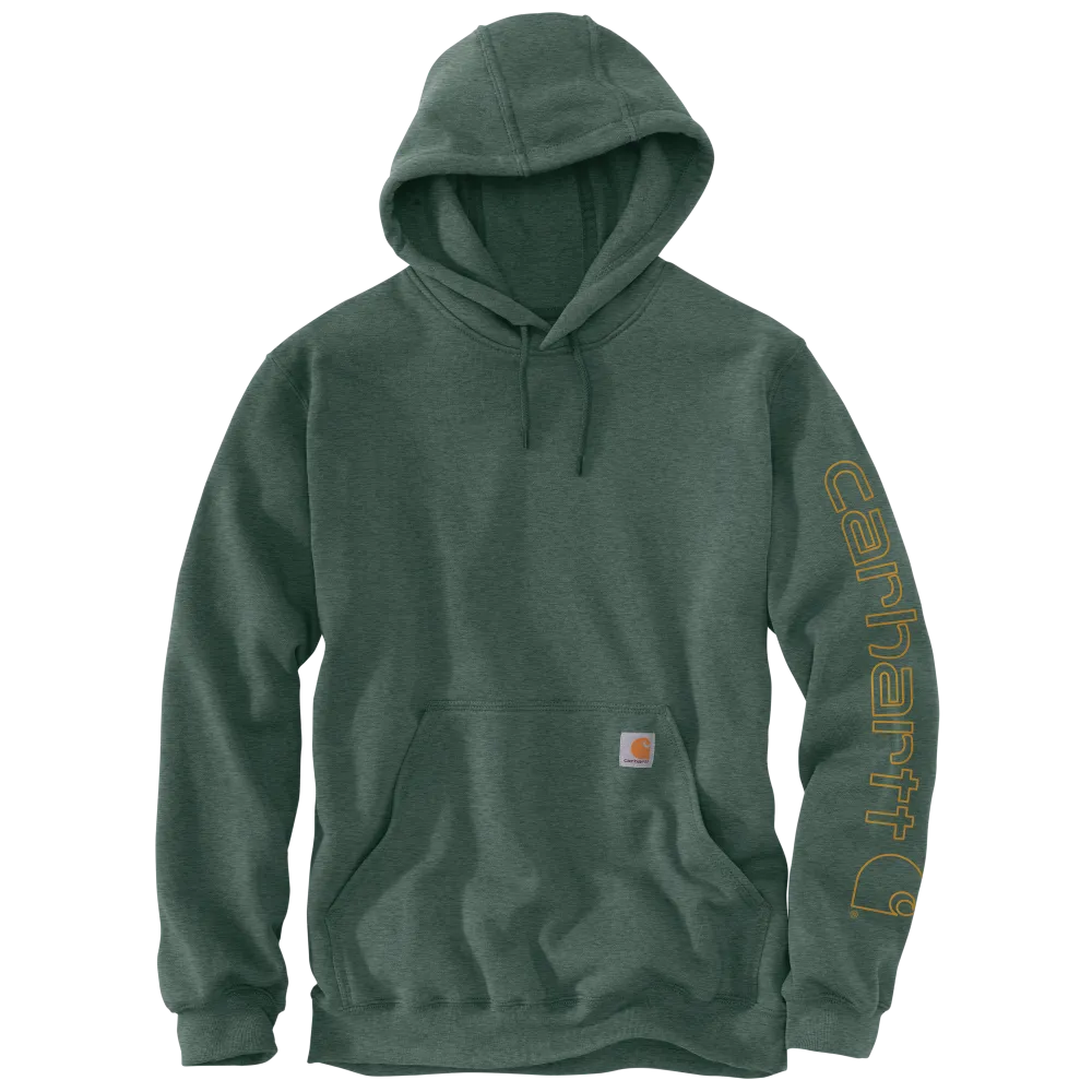 Carhartt Mens Midweight Signature Sleeve Logo Fleece Pullover Hoodie