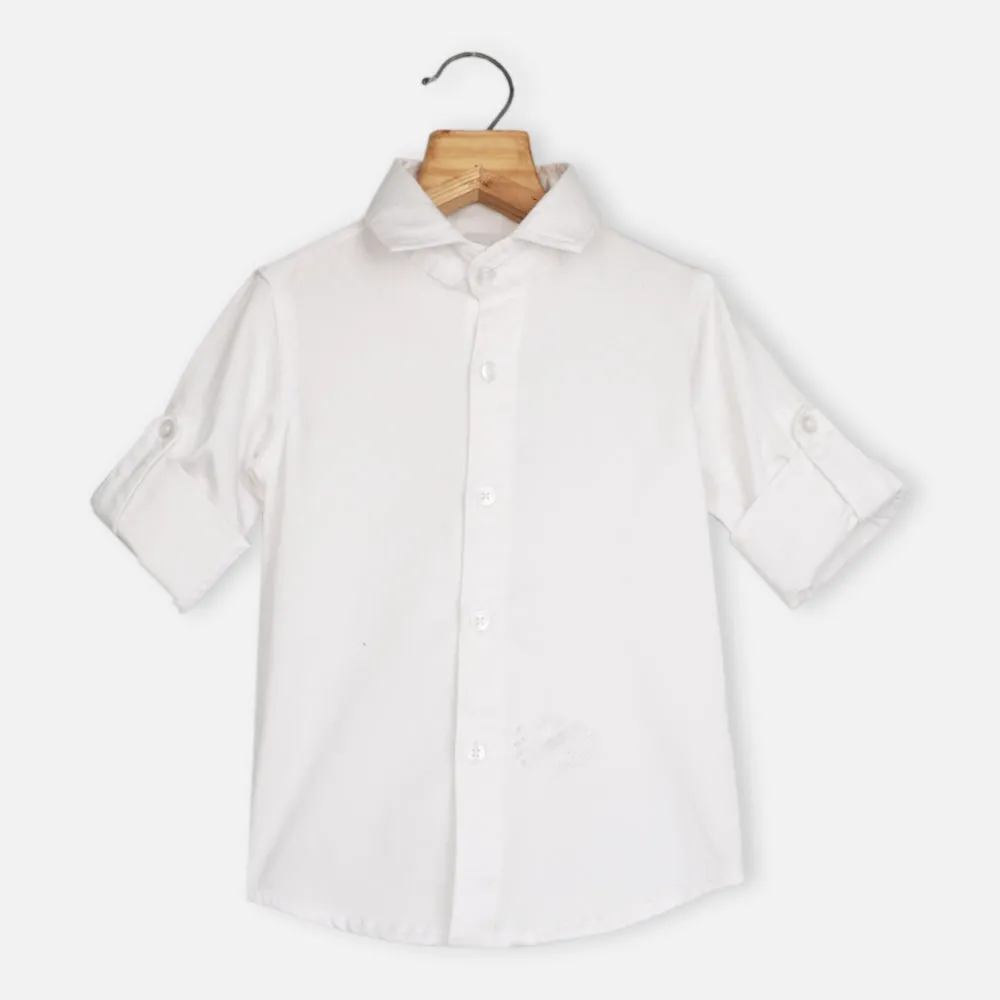 Casual Full Sleeves Shirt- Blue, White & Black