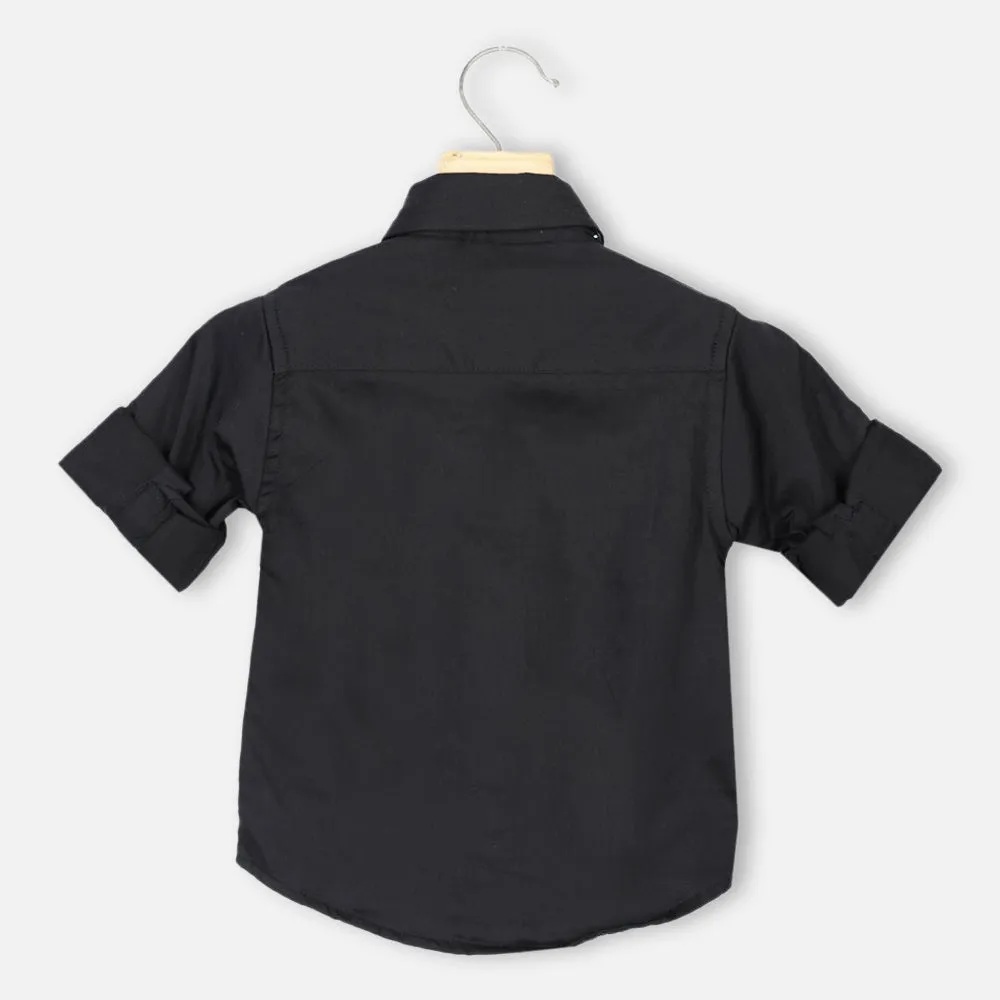 Casual Full Sleeves Shirt- Blue, White & Black