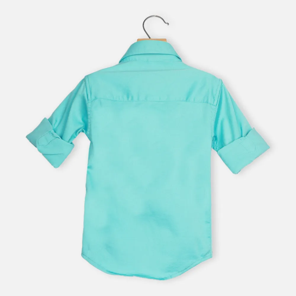 Casual Full Sleeves Shirt- Blue, White & Black