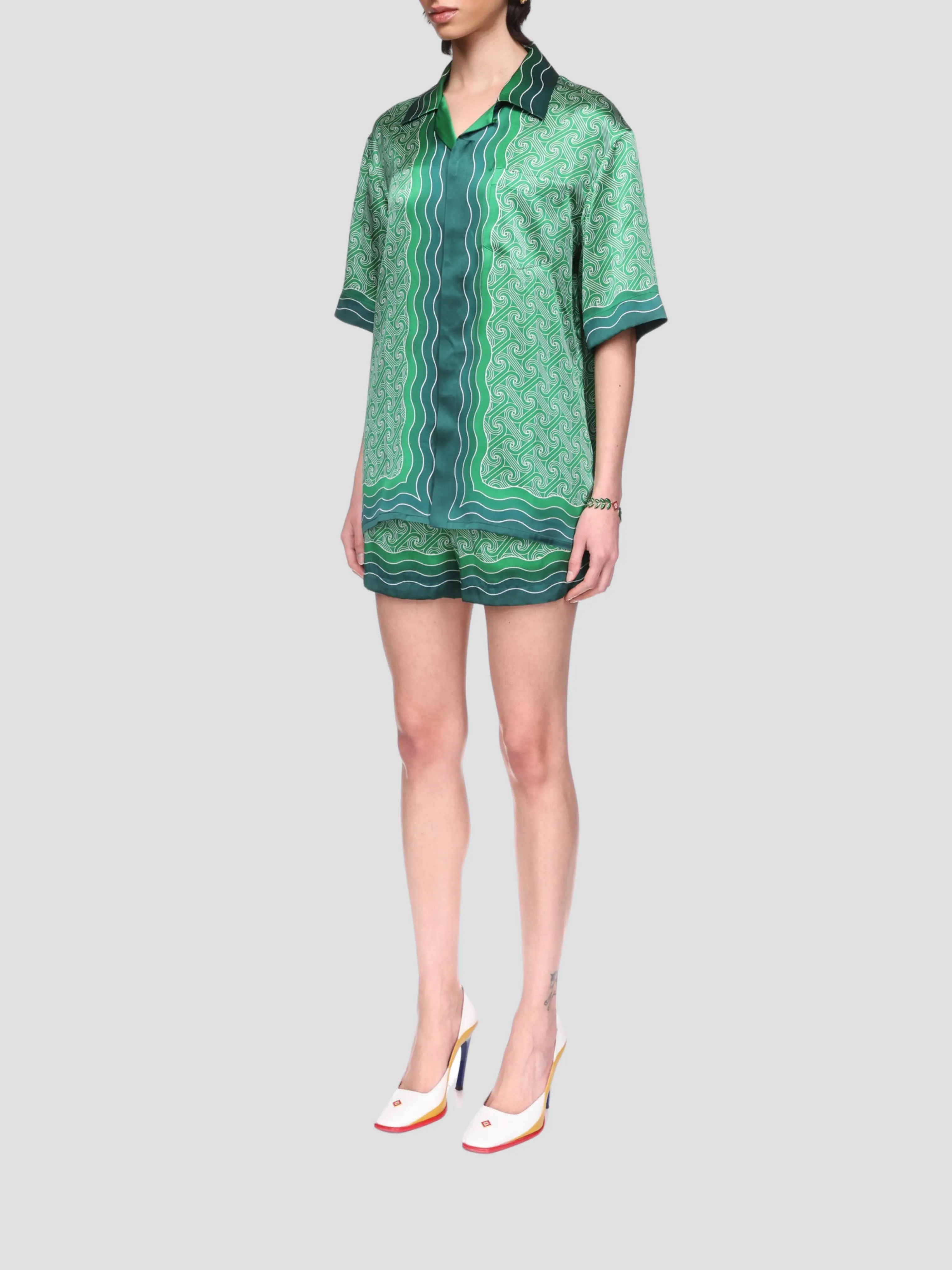Column Monogram Silk Shirt