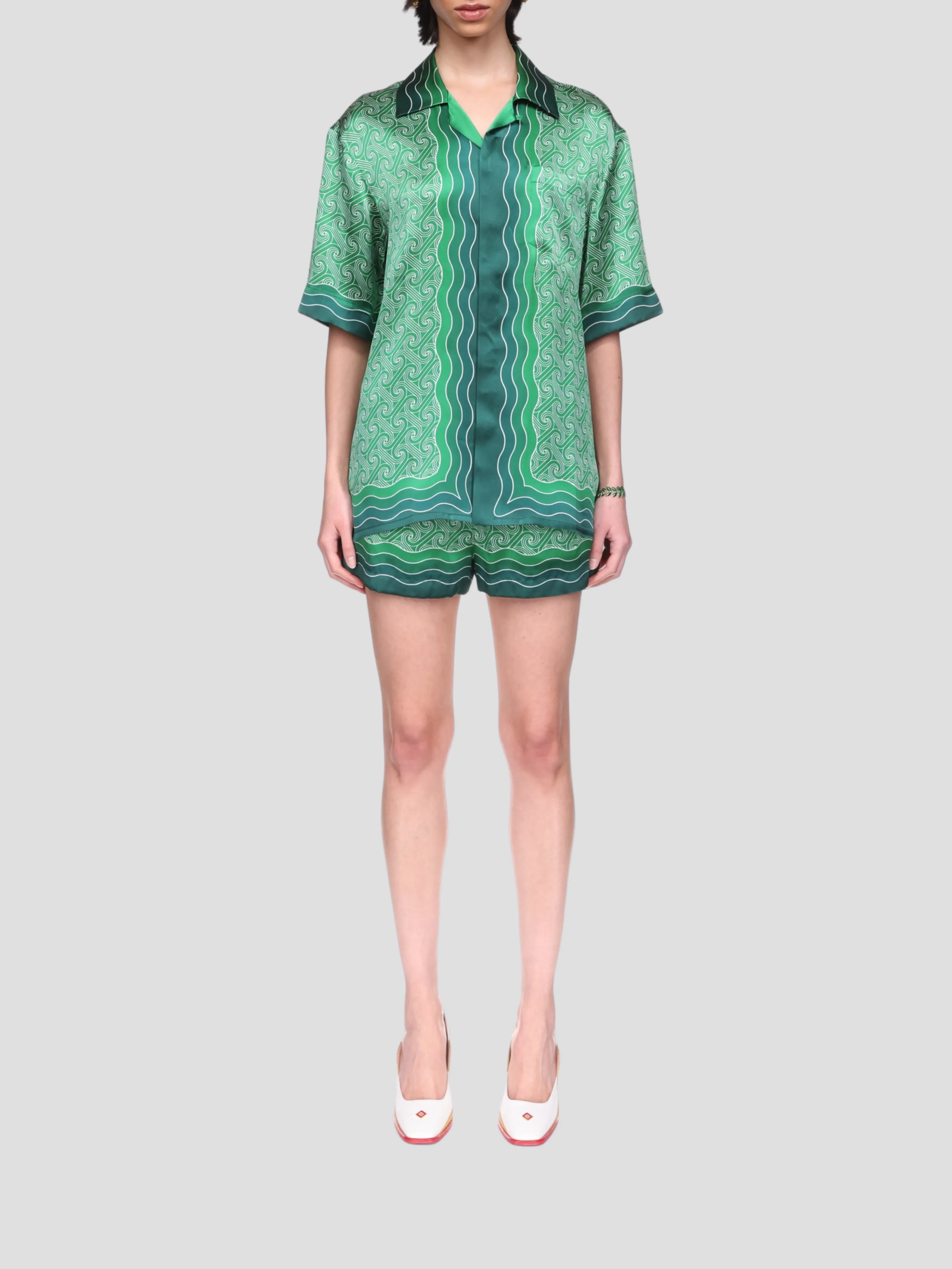 Column Monogram Silk Shirt