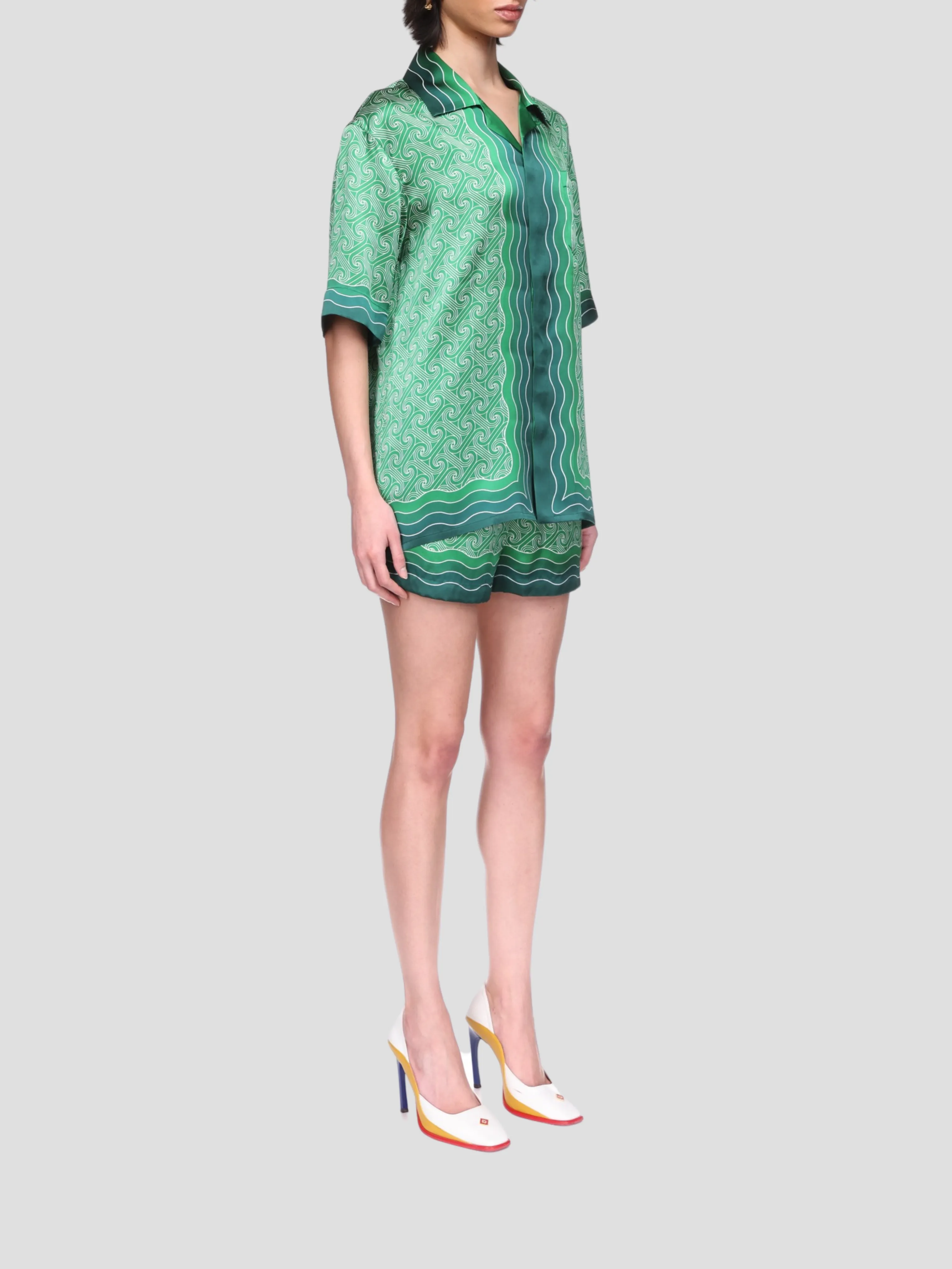 Column Monogram Silk Shirt