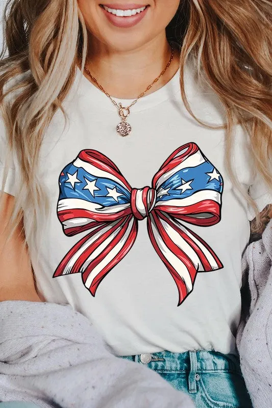 Coquette American Flag Bow Graphic T Shirt