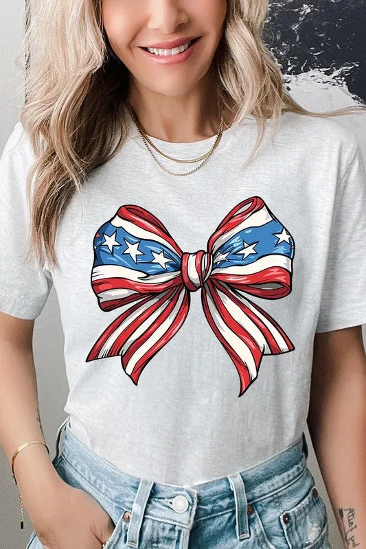 Coquette American Flag Bow Graphic T Shirt