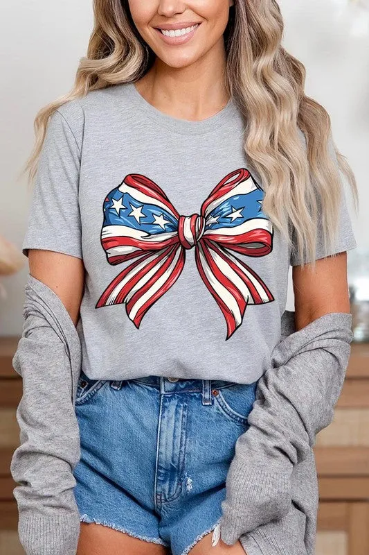Coquette American Flag Bow Graphic T Shirt