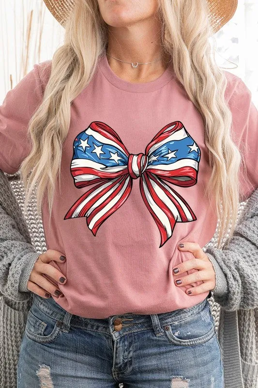 Coquette American Flag Bow Graphic T Shirt