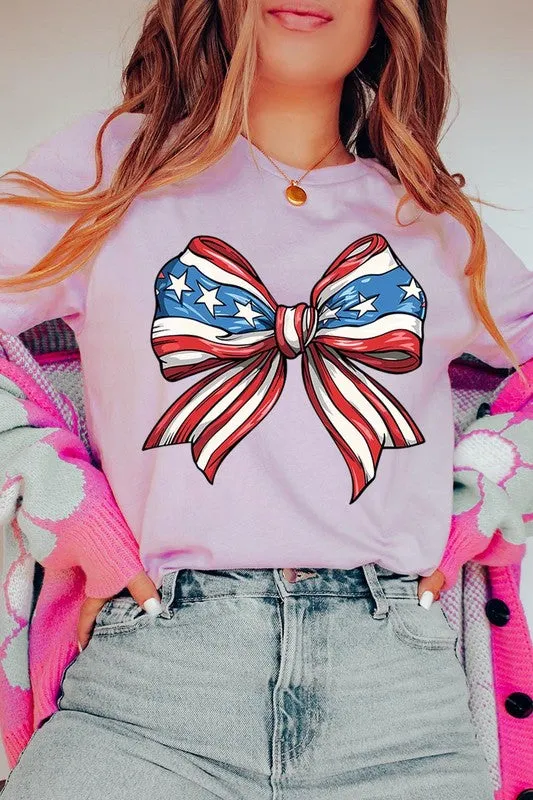 Coquette American Flag Bow Graphic T Shirt