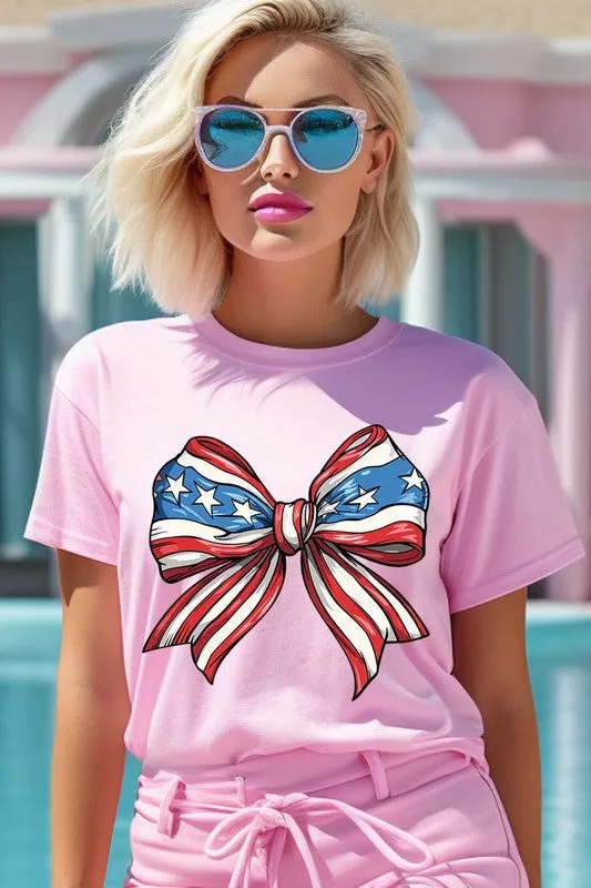 Coquette American Flag Bow Graphic T Shirt