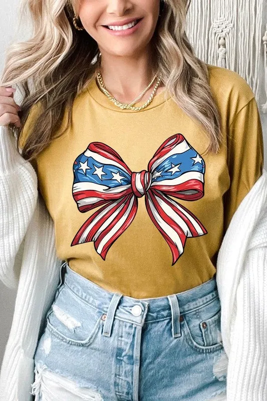 Coquette American Flag Bow Graphic T Shirt