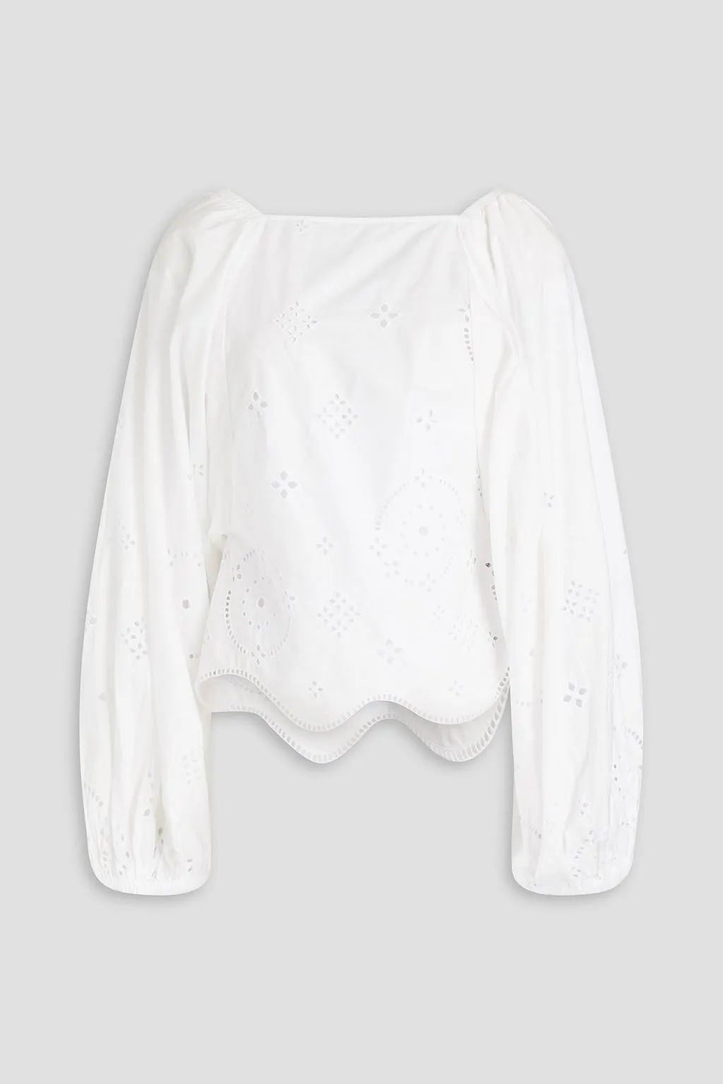 English embroidery blouse with ties at the back GANNI, white