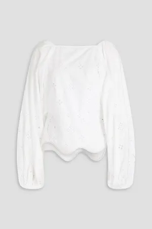 English embroidery blouse with ties at the back GANNI, white