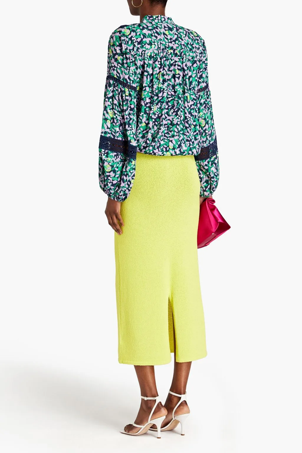 Ginny crepe blouse with lace trim and DIANE VON FURSTENBERG print, lilac