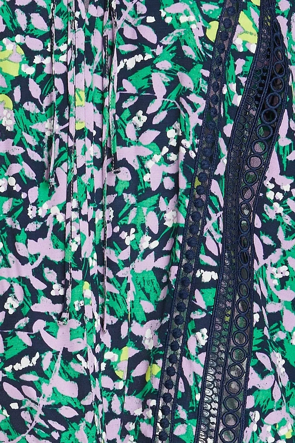 Ginny crepe blouse with lace trim and DIANE VON FURSTENBERG print, lilac