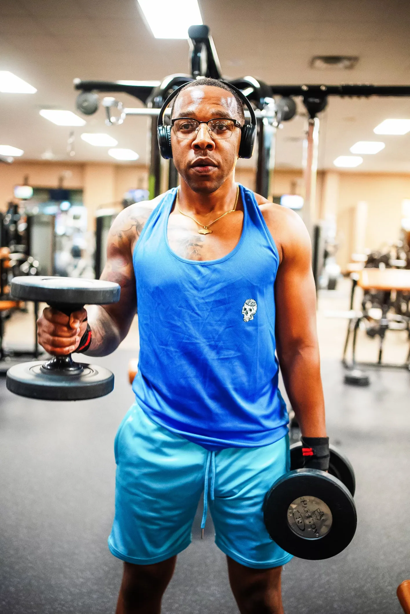 GoldMind$ Blue Athletic Tank