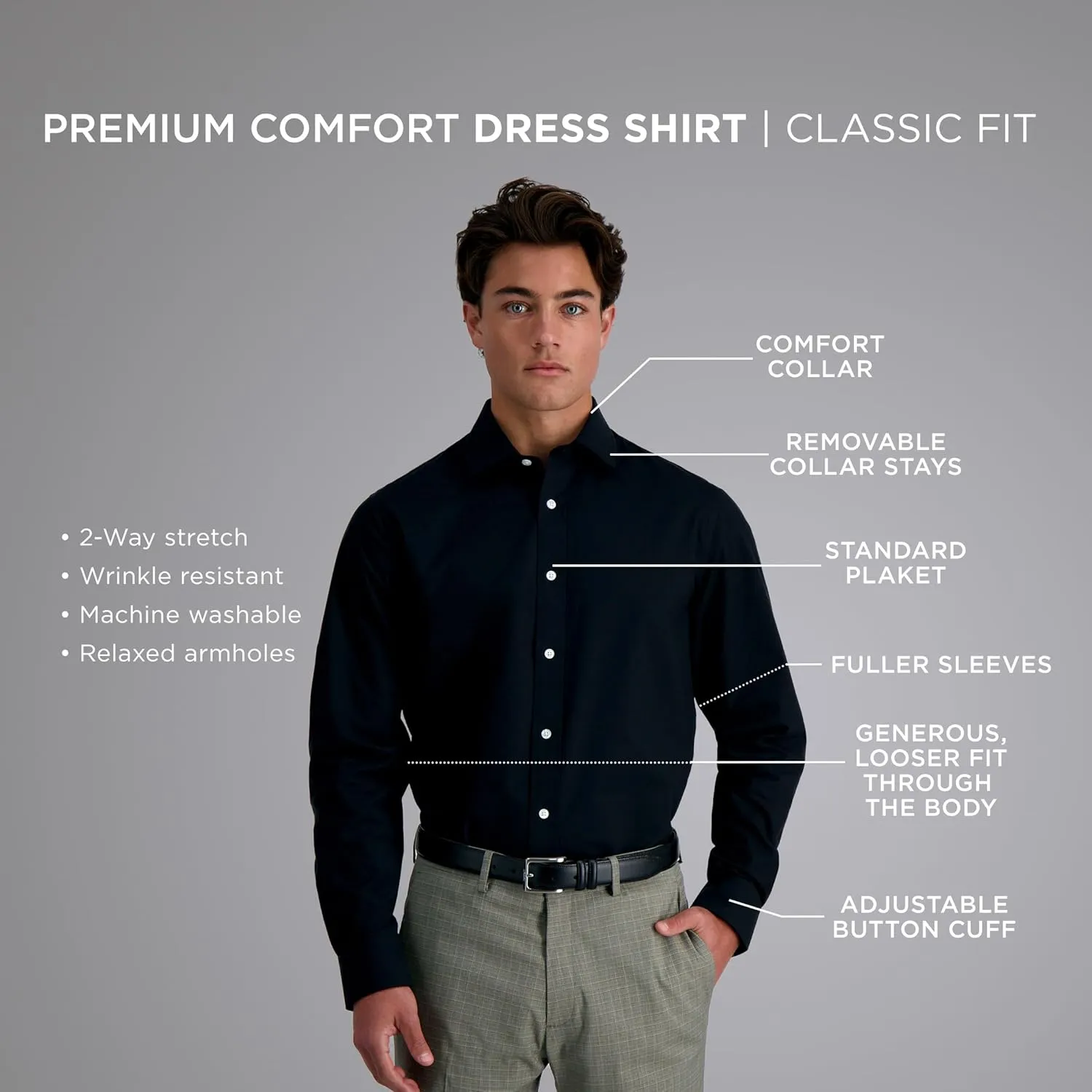 Haggar Premium Comfort Big&Tall Men's Button Down Dress Shirt