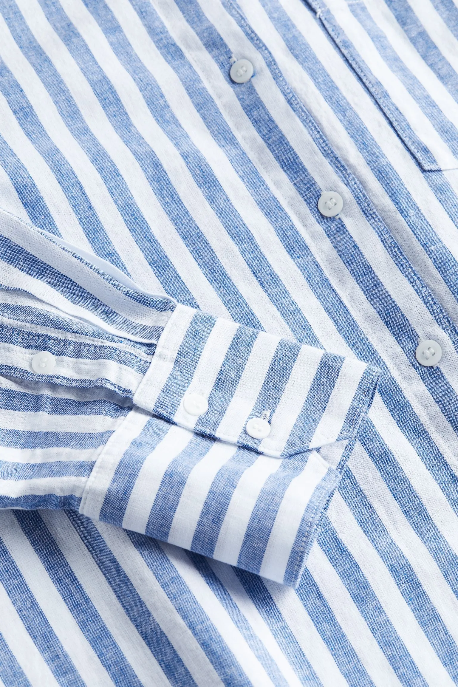 H&M Linen-blend shirt, blue/white