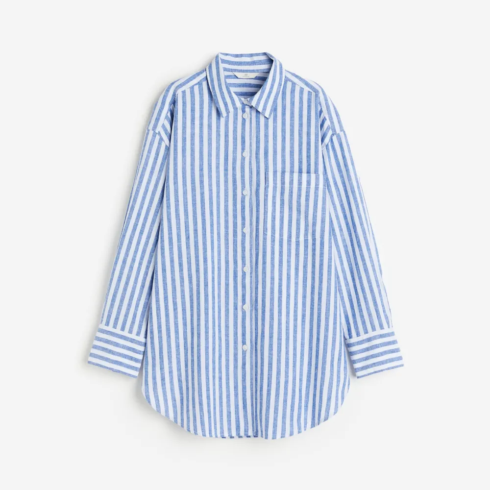 H&M Linen-blend shirt, blue/white