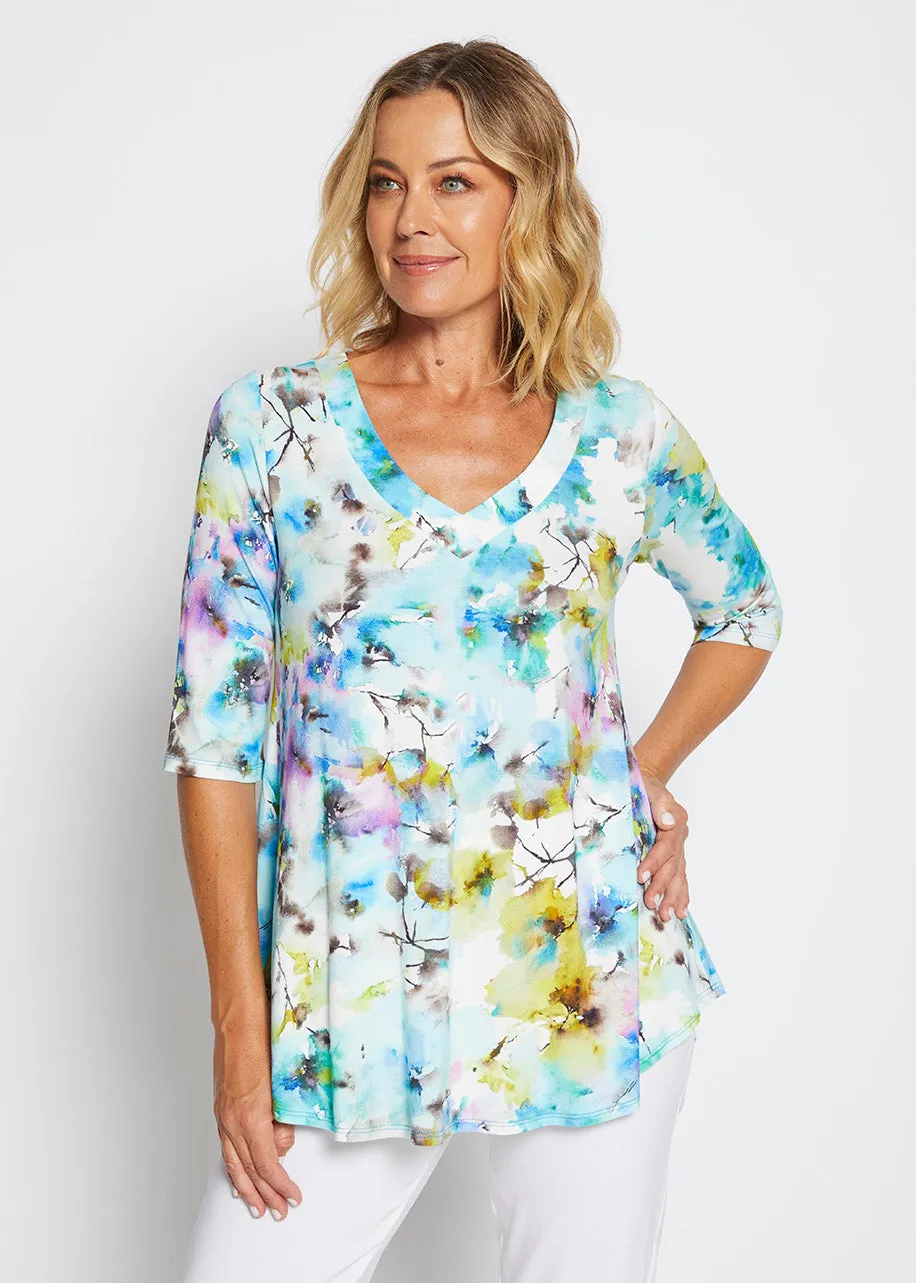 Harvey jersey V neck tunic in Willow