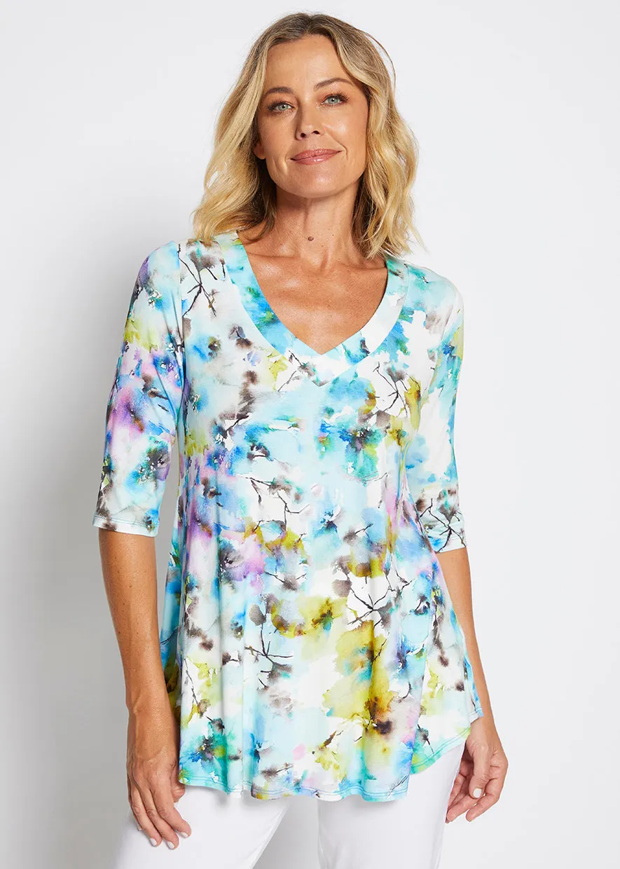 Harvey jersey V neck tunic in Willow