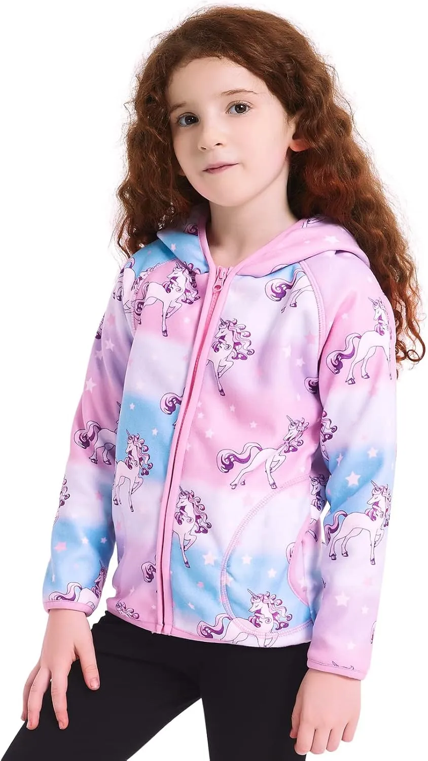 Jxstar Girls Zip-Up Hoodie Kids Fall Winter Warm Sweatshirt Polar Fleece Clothes with Pockets