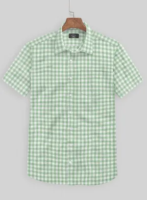 Light Green Checks Linen Shirt