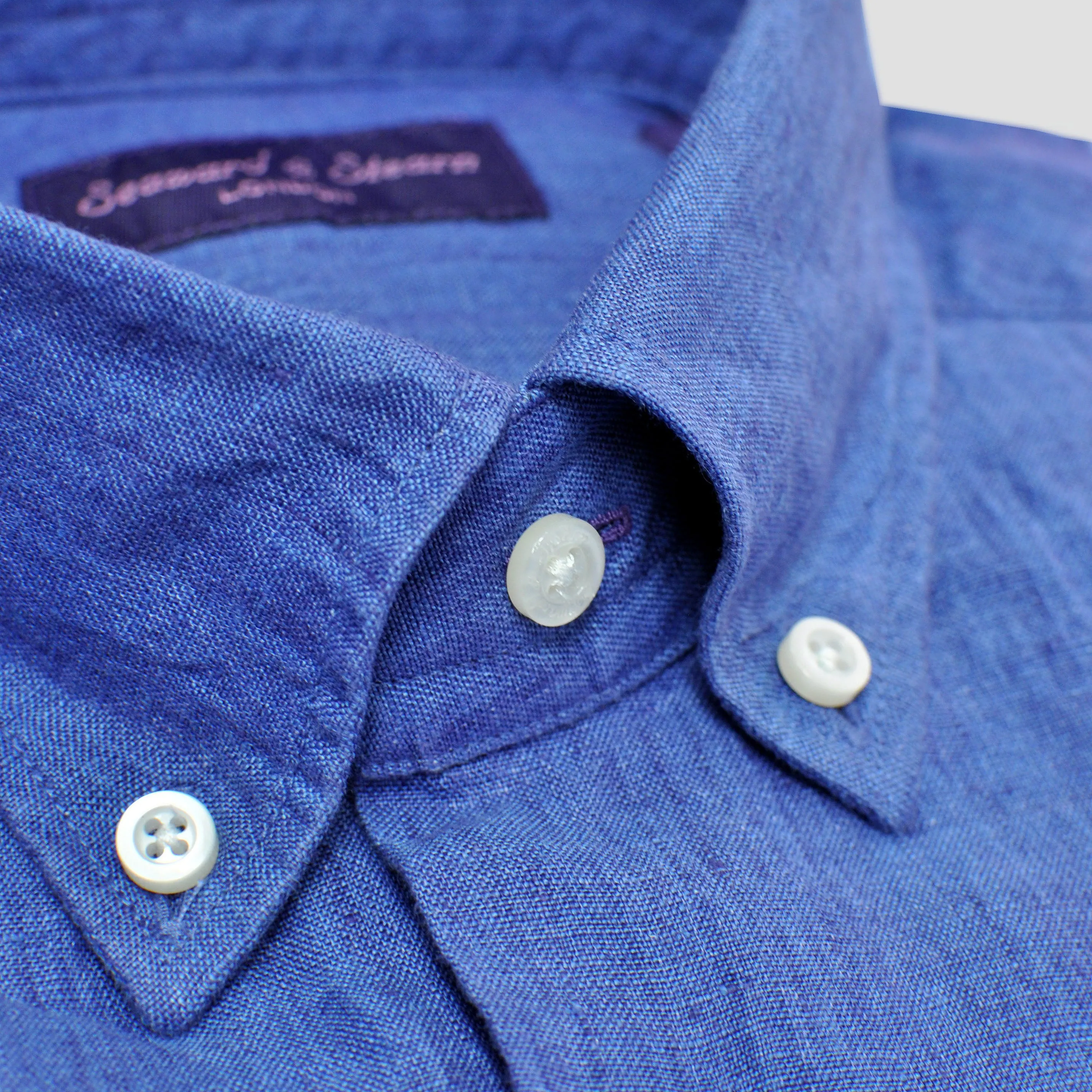 Linen Button Down Shirt in Denim Blue