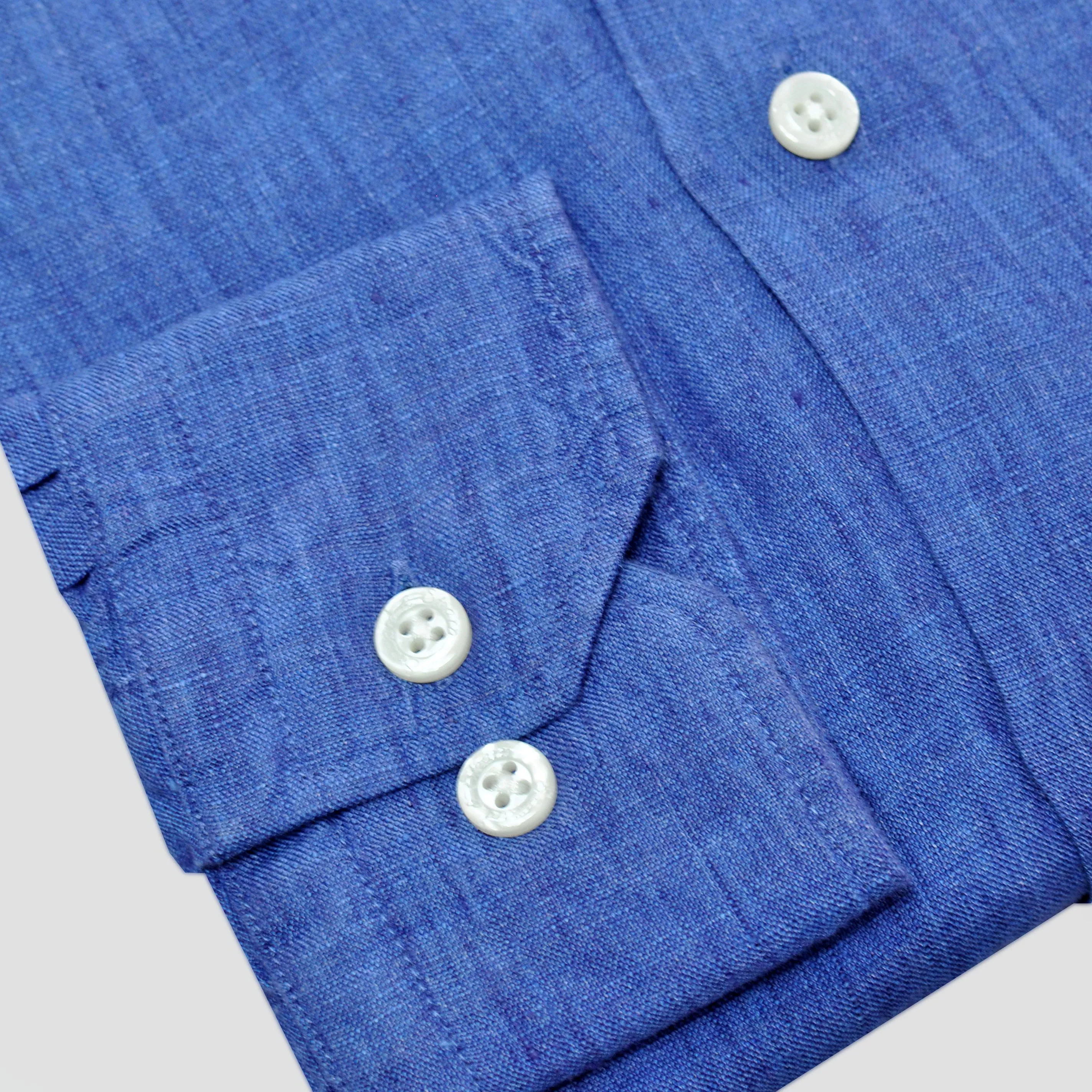 Linen Button Down Shirt in Denim Blue