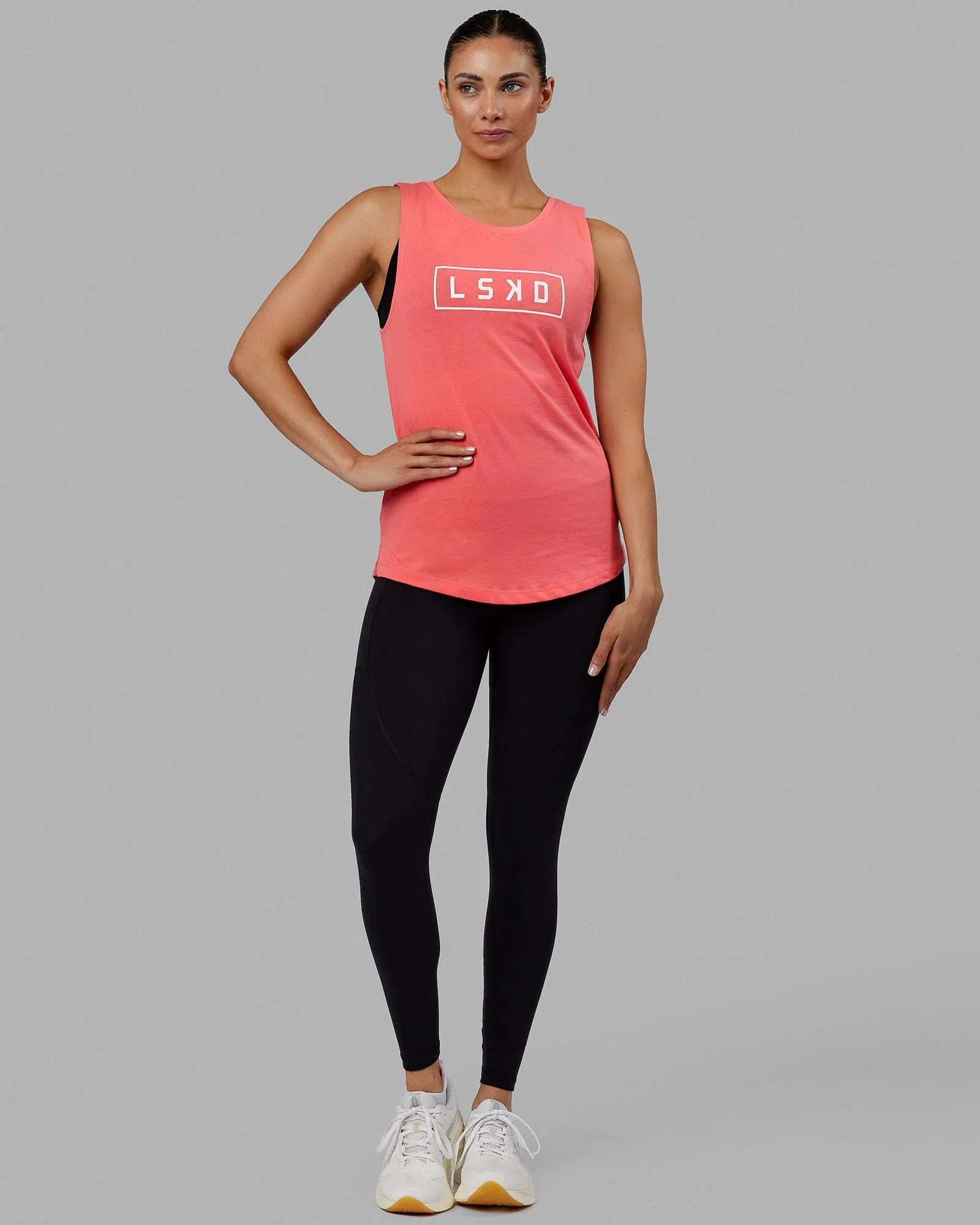 Luna Tank - Coral-White