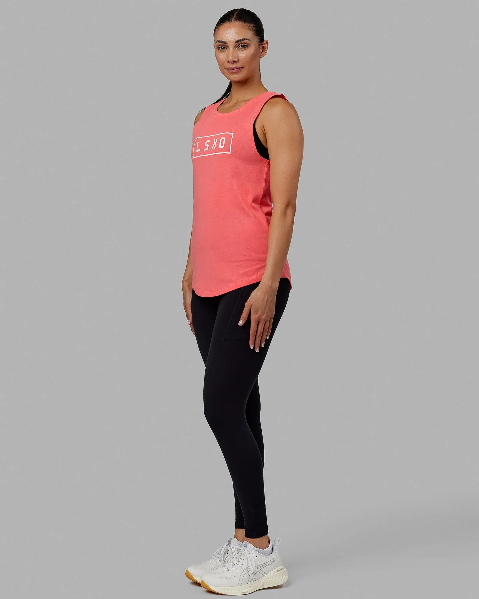 Luna Tank - Coral-White