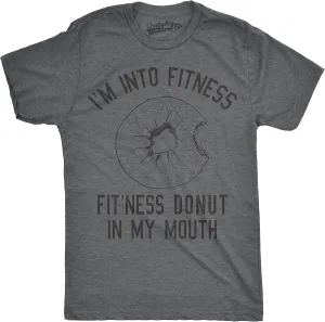 Mens Fitness Donut in My Mouth T Shirt Funny Foodie Gift Sarcastic Tee for Guys