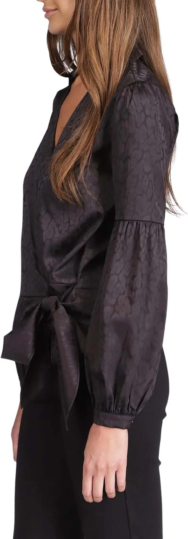 MICHAEL Michael Kors Cheetah Jacquard Wrap Top, Black
