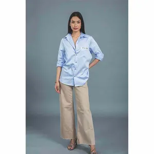 Pallavi Swadi Sky Blue Pocket Swarvoski Shirt