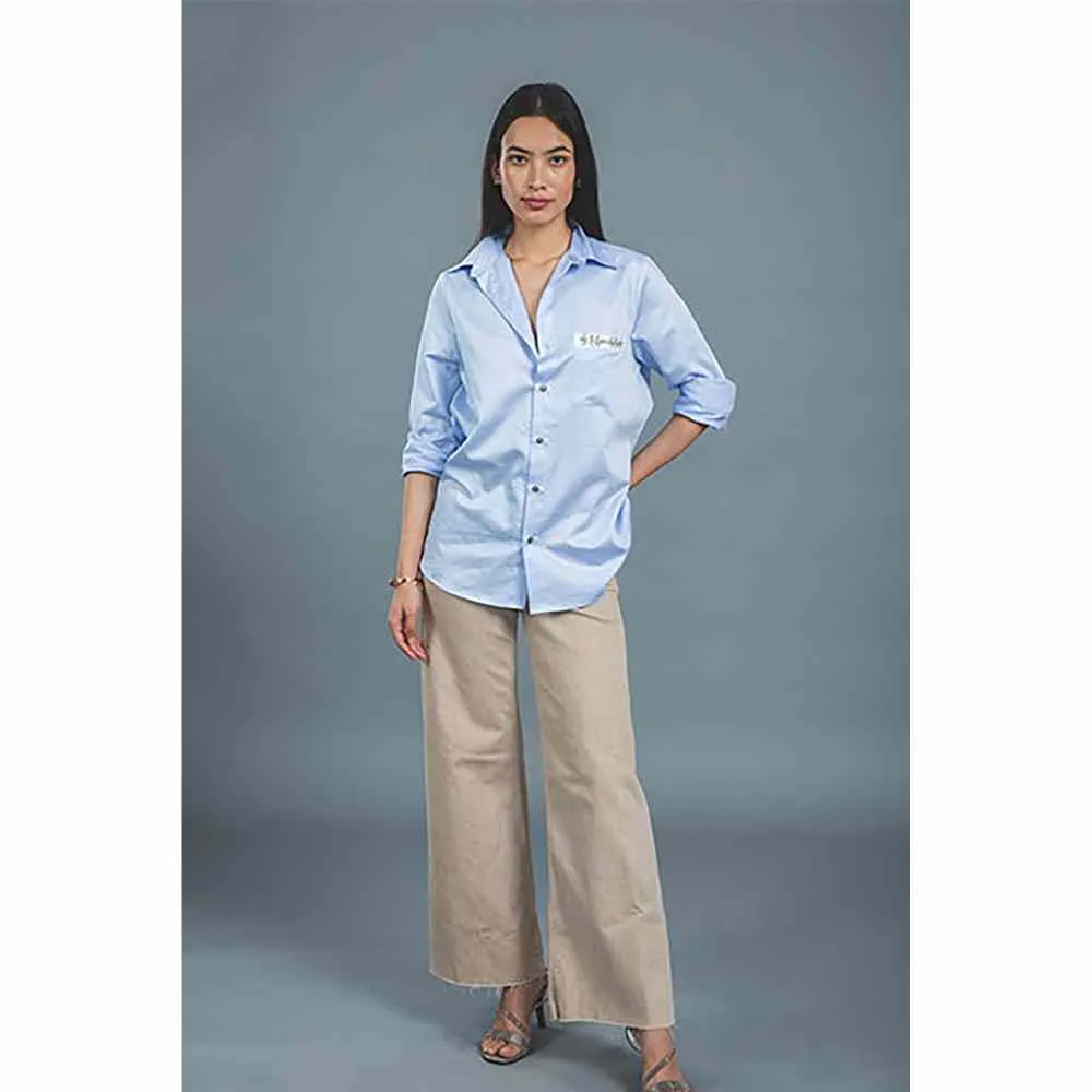 Pallavi Swadi Sky Blue Pocket Swarvoski Shirt