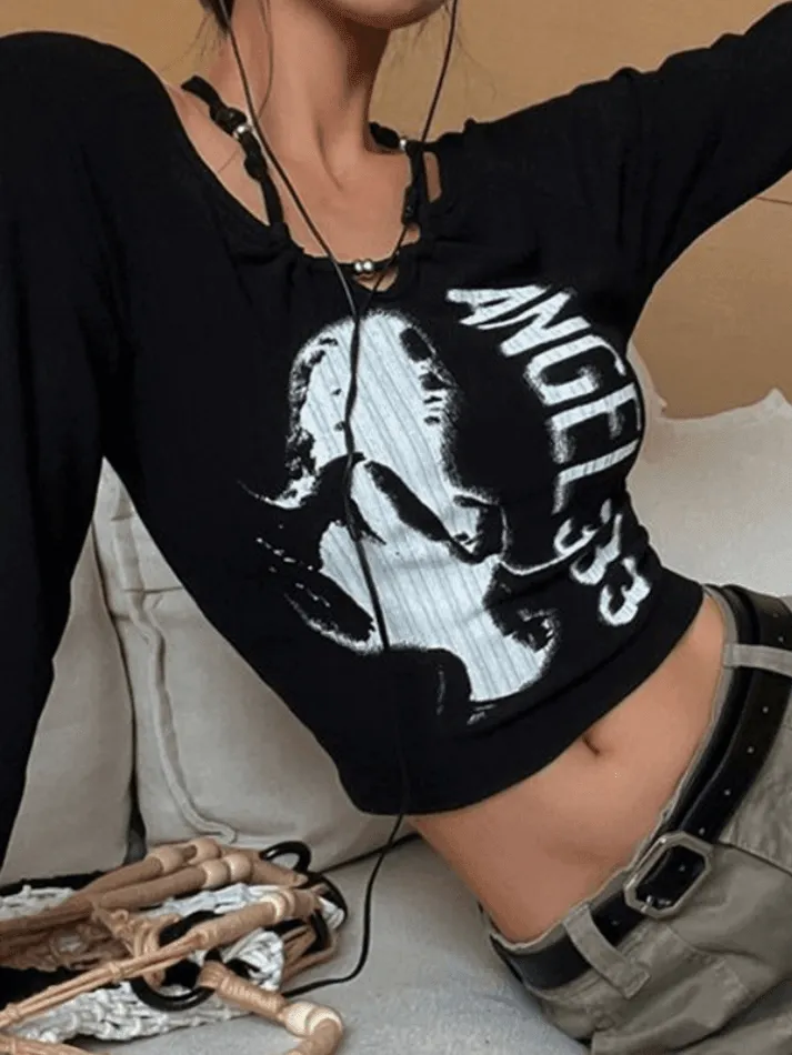 Print Halter Slim Knit Top