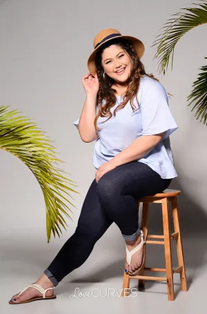 Raglan Loose Fit Empire Top- Light Blue - REE