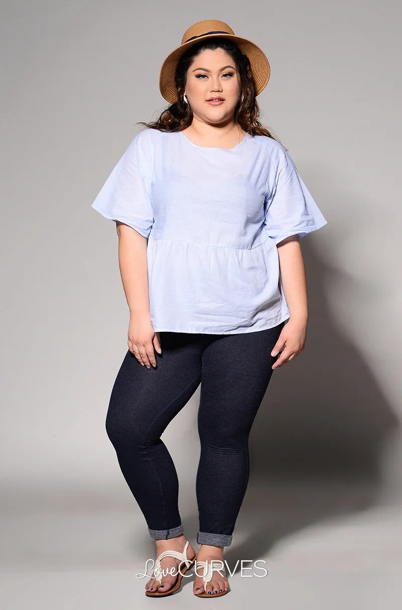 Raglan Loose Fit Empire Top- Light Blue - REE