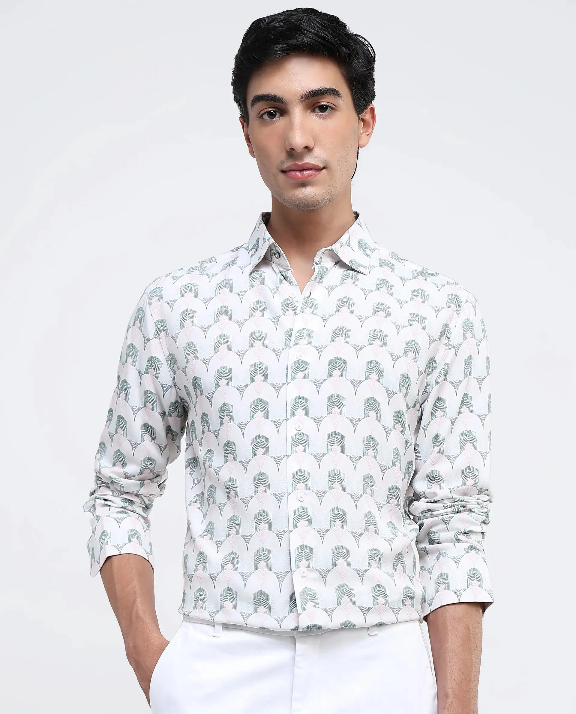 Rare Rabbit Men Balic-1 Pastel Green Full Sleeve Regular Fit Shirt