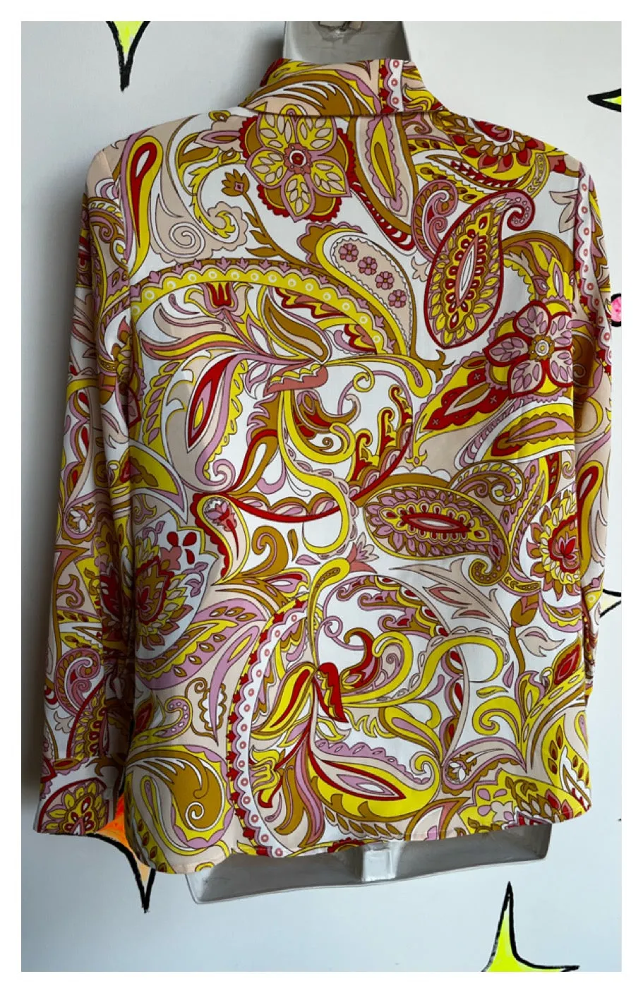 Retro | Groovy Psychedelic Paisley Mod | Blouse Shirt Top | Small