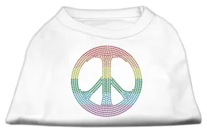 Rhinestone Rainbow Peace Sign Shirts White XL (16)