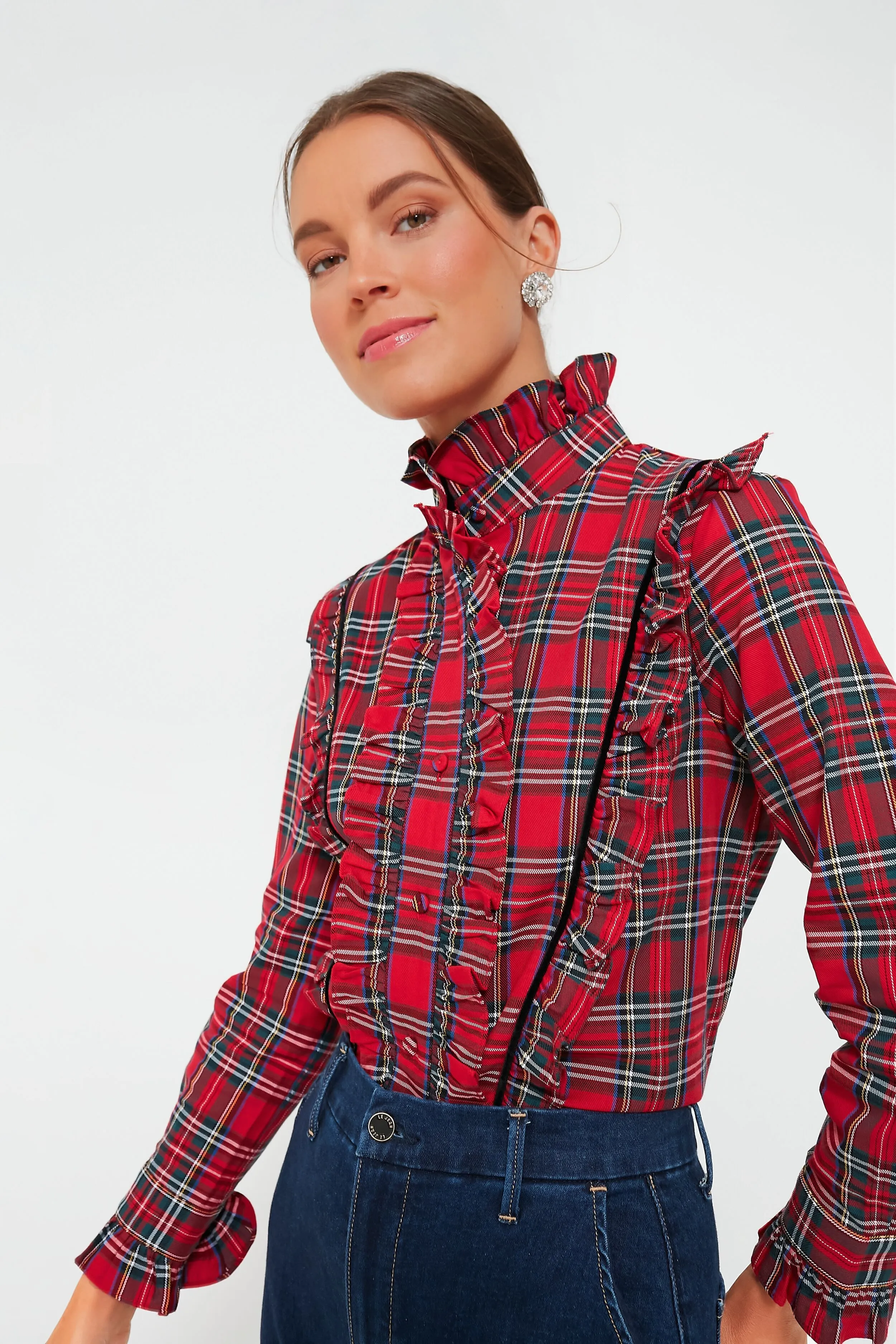 Royal Stewart Tartan Ruffle Reagan Button Down